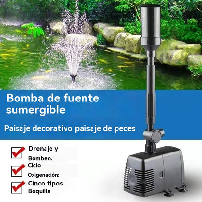 ⛲🌈Bomba de fuente con iluminación LED de colores, bomba de fuente EQB-600P de 8 W (adecuada para profundidades de agua inferiores a 30 cm)