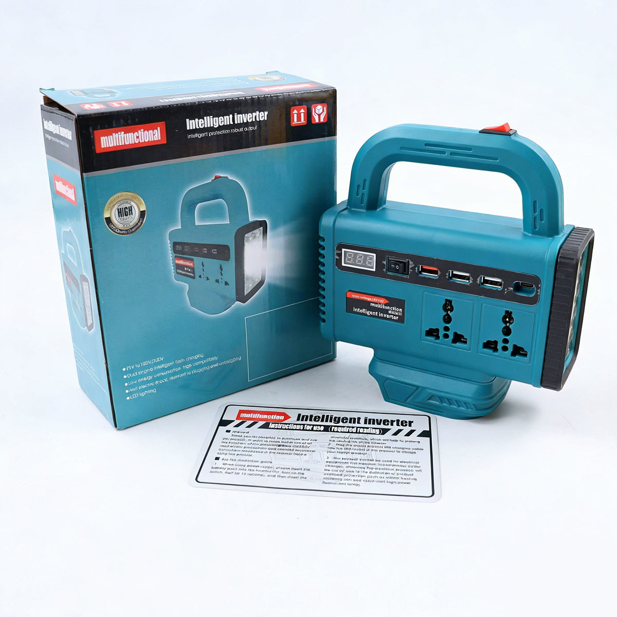 🔋🏕️🛠️Convertidor de batería de litio para herramientas de iones de litio, AC220V/DC5V/12V, convertidor para uso en exteriores.
