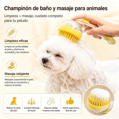 🥳Compra 1 y llévate 1 gratis🥳💞¡Más de 50.000 unidades vendidas!🛁🐾 Cepillo de baño todo en uno: dispensador de champú incorporado, cerdas de doble cara. Limpieza suave y fácil. ¡Un baño relajante para ti y tu mascota! 💧✨