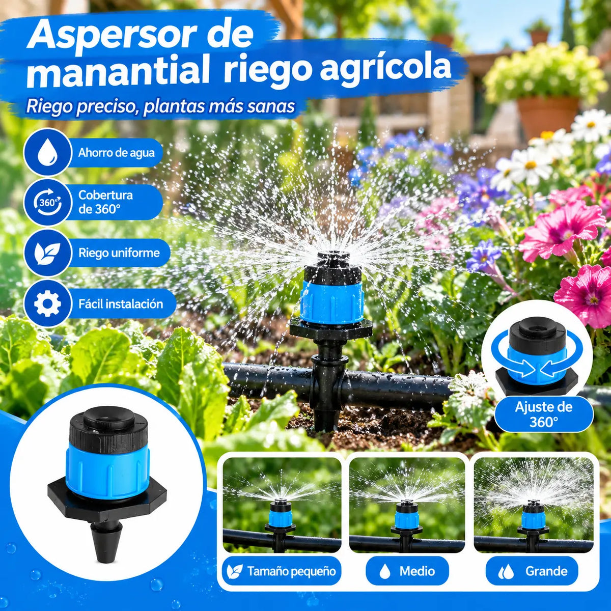 【100 piezas 22 euros】100 goteros de riego ajustables– ¡Ahorra agua, aumenta la producción!