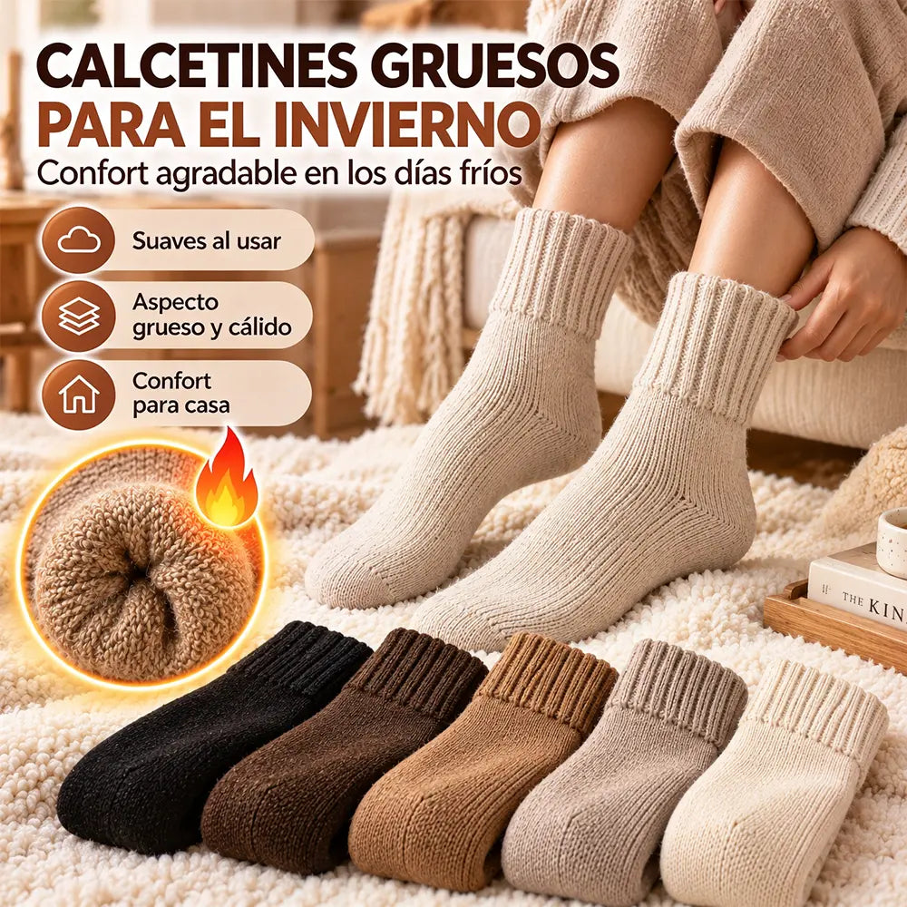 🧦🍂 Calcetines Cálidos para Mujer de Invierno | Calcetines Gruesos de Felpa con Forro Suave, Absorbentes y Combinables