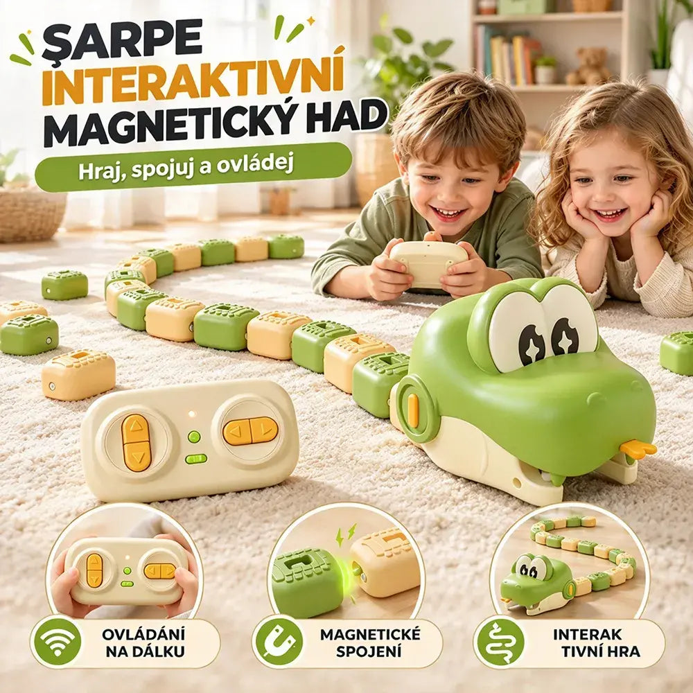 🐍🚗Vzdělávací elektrická magnetická hračka s hadem na dálkové ovládání pro děti