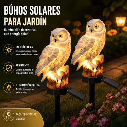 🦉 Lámpara solar decorativa con forma de búho: luz cálida para tu jardín.