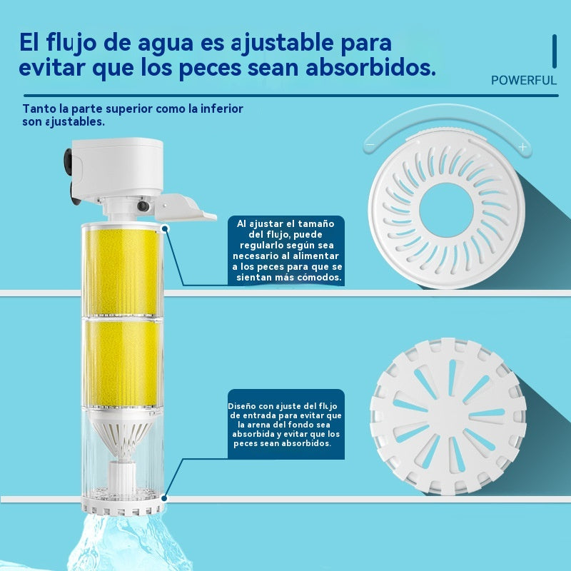 🐟Sistema de circulación de agua de acuario con filtro 3 en 1, funcionamiento silencioso.