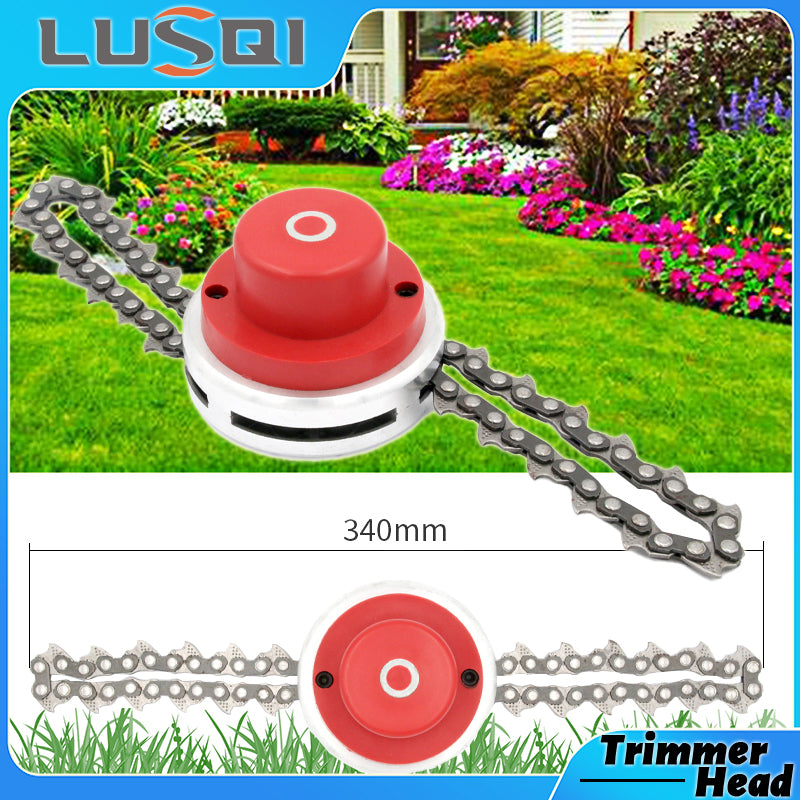 Cuchillas para cortacésped equipadas con cadenas reforzadas y conexiones roscadas de 10 mm; repuestos duraderos para desbrozadoras.