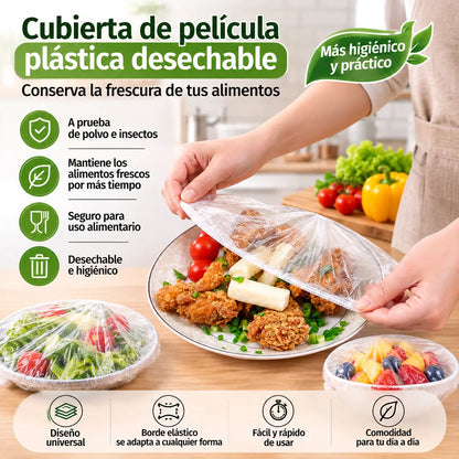 【1 bolsa de 300 unidades】🛡️ Film transparente de calidad alimentaria con acción antibacteriana – Protege tus alimentos, ideal para cocina y nevera 🧴