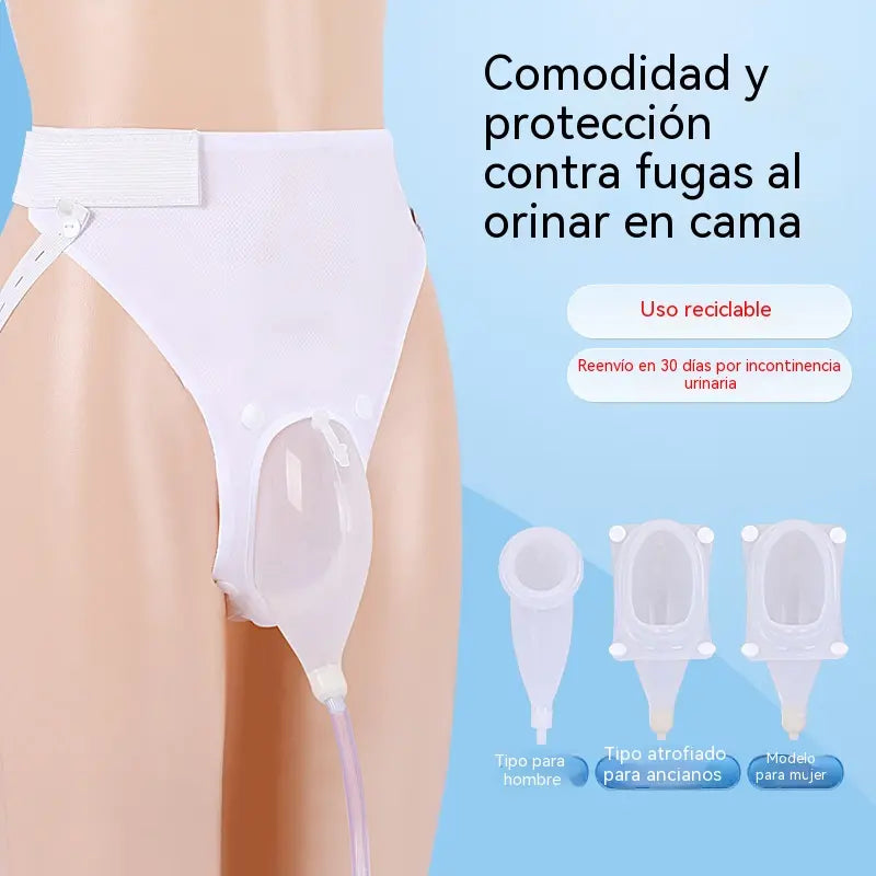 Dispositivo de micción de silicona para ancianos postrados en cama, que incluye bolsas recolectoras de orina para ancianos enfermos y paralizados.