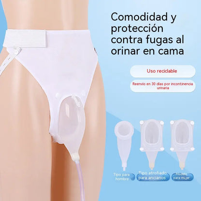 Dispositivo de micción de silicona para ancianos postrados en cama, que incluye bolsas recolectoras de orina para ancianos enfermos y paralizados.