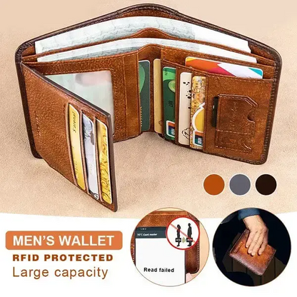 🔥 ¡50% de descuento! 🔥 Cartera multifuncional de cuero genuino con función antirrobo RFID, impermeable y duradera.