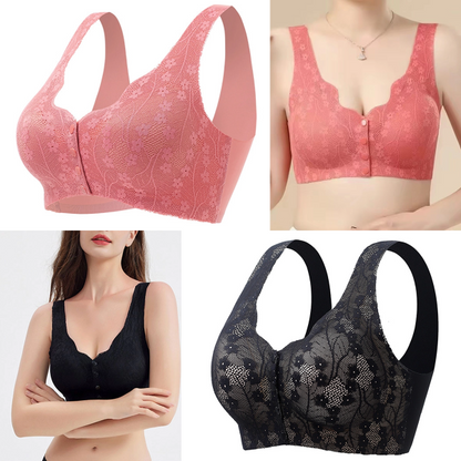 【49% de descuento】【Paquete de 2】Sujetador sin aros para mujer, cierre frontal 【40-100 kg】