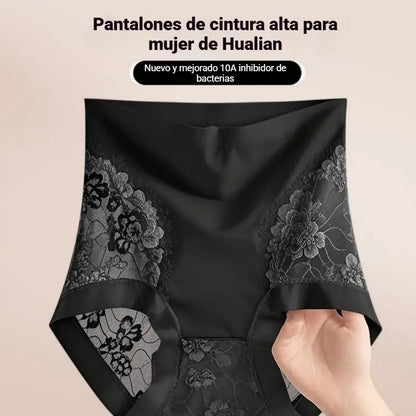 【Compra 2 y llévate 3 gratis】Braguitas de control de abdomen de alta elasticidad con encaje sin costuras para mujer, bragas moldeadoras y levantadoras de glúteos
