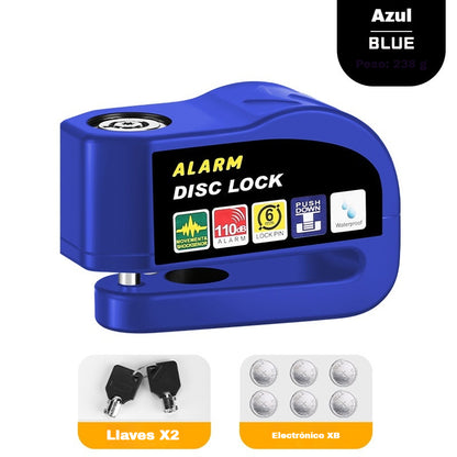 🔒 🚨 Candado de freno de disco resistente al agua con sistema de alarma de 110 dB – Candado de seguridad antirrobo para motocicleta 🏍️
