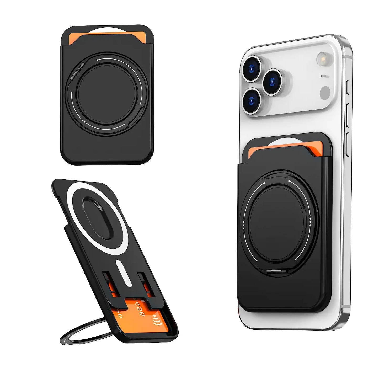 📱📎El soporte magnético para tarjetas de tu teléfono se transforma en un soporte giratorio de 360°, compatible con todas las marcas de teléfonos móviles.