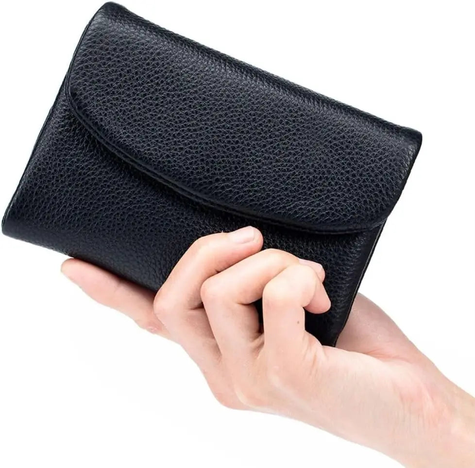 [Último día de promoción]Cartera unisex Pebble de piel auténtica con protección RFID