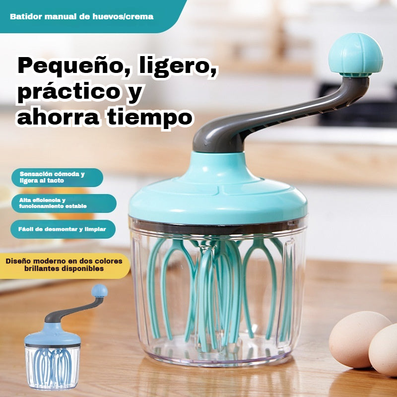Batidor de huevos rotatorio de cocina para hornear y espumar pasteles.