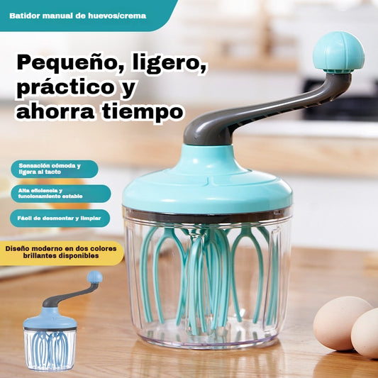 Batidor de huevos rotatorio de cocina para hornear y espumar pasteles.