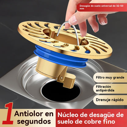 🔥 Desagüe universal de latón para suelo con núcleo desodorizante antiolor 🚿✨