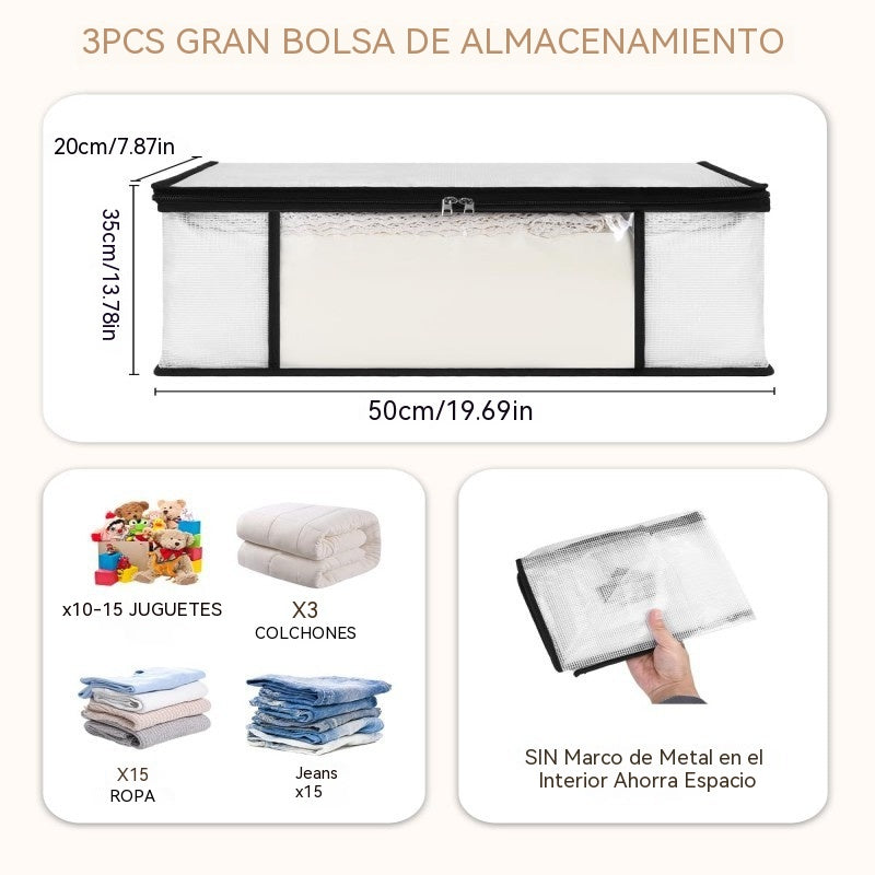 [3 piezas 28 euros]Bolsa de almacenamiento de plástico transparente, grande, resistente y gruesa para ropa, mudanzas y almacenamiento
