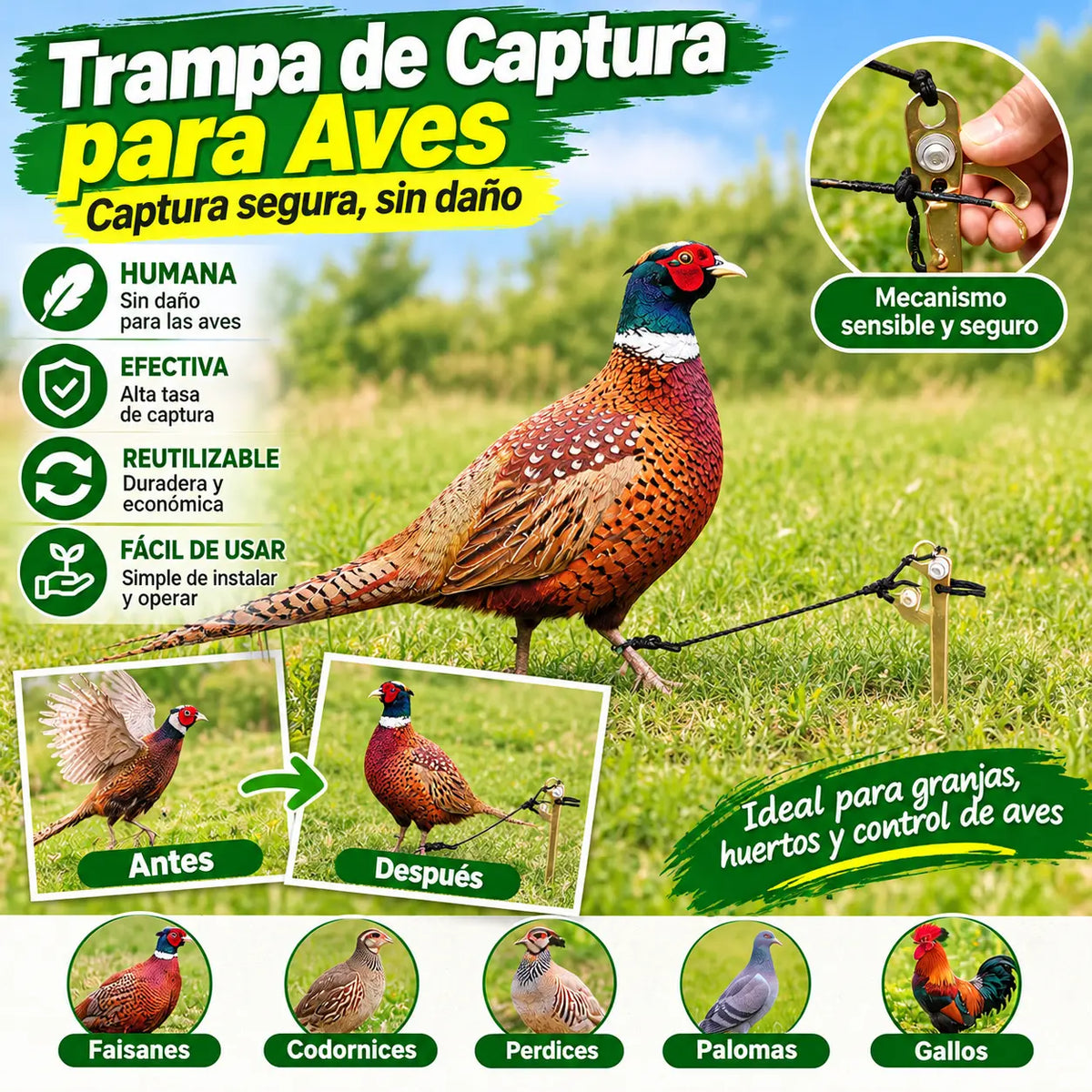 🔥【Compra 5 y llévate 5 gratis】🐦10 Jaulas para pájaros | Diseño mediano, aptas para pollos, patos y otras aves de corral
