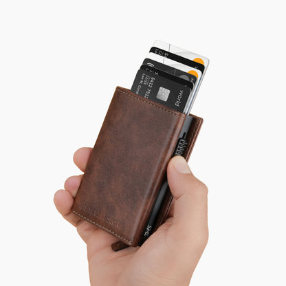 Tarjetero desplegable de aleación de aluminio con protección RFID antirrobo para hombre