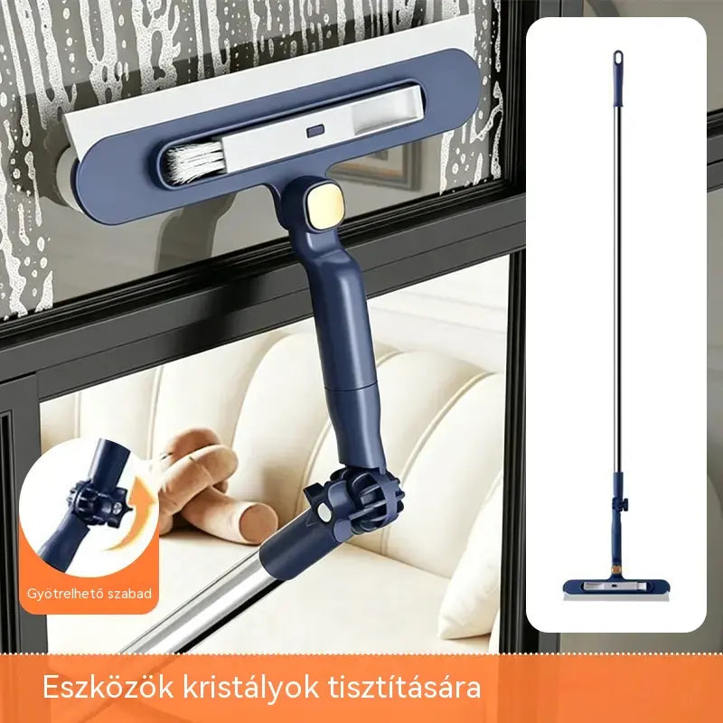 🧼✨ Kétoldalas ablaktisztító 2 az 1-ben (mosás és törlés) 📏 meghosszabbított fogantyúval magas épületek üvegtisztításához