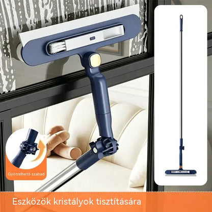 🧼✨ Kétoldalas ablaktisztító 2 az 1-ben (mosás és törlés) 📏 meghosszabbított fogantyúval magas épületek üvegtisztításához