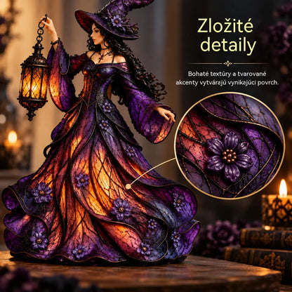🧙‍♀️ Gotická figúrka halloweenskej čarodejnice s LED lampášom 🧙‍♀️