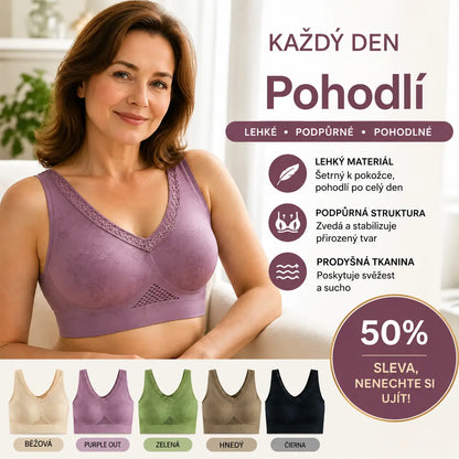 【Balení 3 kusů】Dámská krajková podprsenka s vysokou podporou, bez kostic