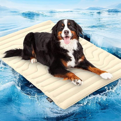 ❄️ Alfombrilla refrescante para mascotas hecha de material de seda helada lavable🧼, antideslizante🛟 | Adecuada para perros grandes