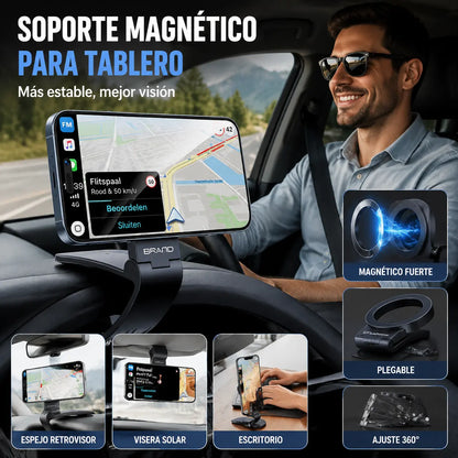 Soporte magnético para salpicadero de coche, plegable, para teléfono y navegador