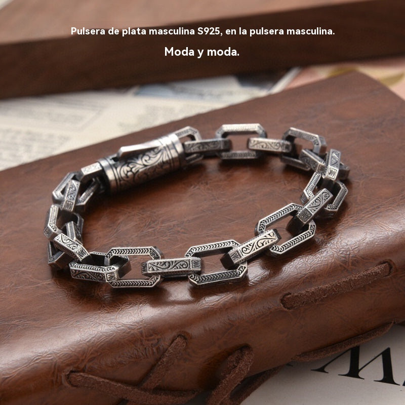 🎉⏰Oferta por tiempo limitado:🔥Pulsera de cuentas retorcidas de plata S925 para hombre