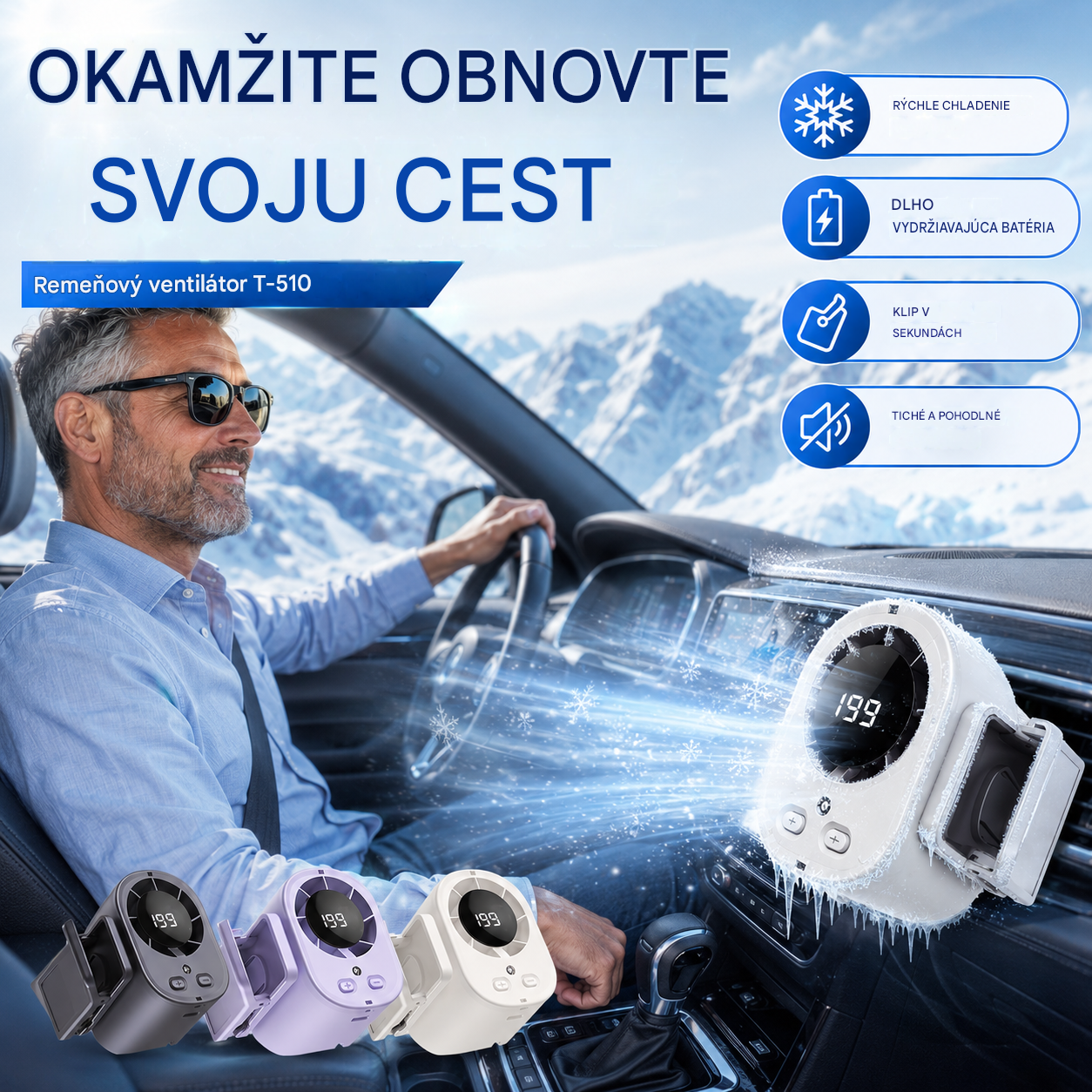 🌀❄Nový vysokokapacitný USB ventilátor s digitálnym LED displejom do auta a vonkajšieho prostredia