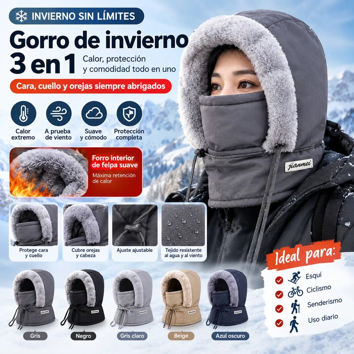 ❄️☃ Sudadera con capucha 3 en 1 con forro polar, unisex: una prenda esencial para practicar ciclismo al aire libre en otoño e invierno.