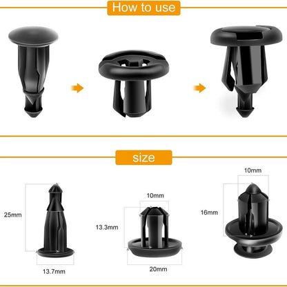 【Juego de 150 piezas + alicates】Juego de hebillas de plástico para tornillos de expansión automotrices