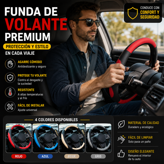 👍🔥Funda de volante de cuero genuino - Funda universal para volante de coche, antideslizante, duradera