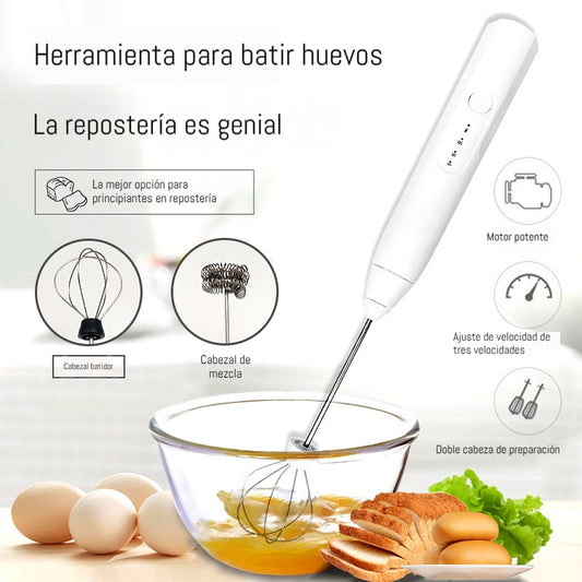 ⚡🥚☕Mini batidora eléctrica de mano, ideal para repostería casera y para montar nata.