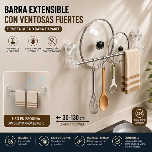 🎁Precio más bajo por tiempo limitado✨🚿Diseño ligero y sin perforaciones —Toallero retráctil con ventosa