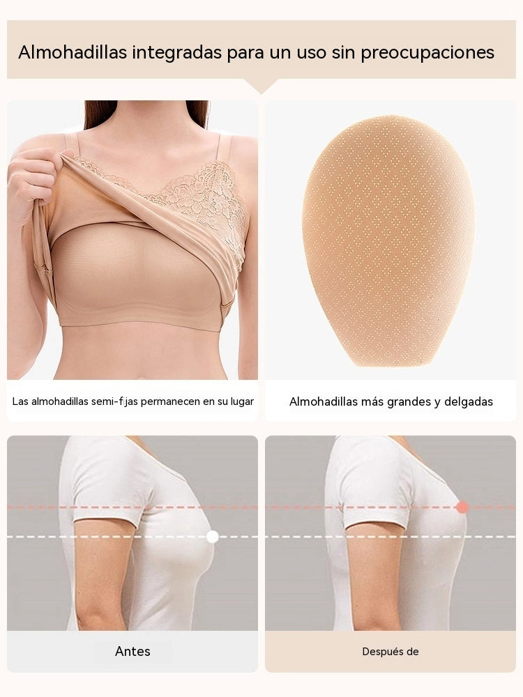 Esta elegante camisola está confeccionada en tejido transpirable de seda helada y presenta una silueta en línea A que disimula perfectamente el abdomen.