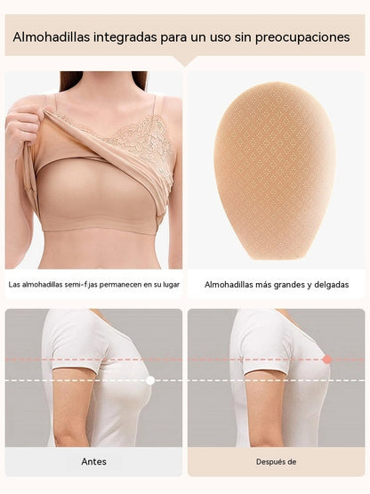 Esta elegante camisola está confeccionada en tejido transpirable de seda helada y presenta una silueta en línea A que disimula perfectamente el abdomen.