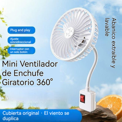 Compra 1 y recibe 1 gratis 🌟¡Dos por solo 29 euros!🔌💨 Mini Ventilador de Enchufe Giratorio 360° – Frescura Potente para Cocina, Baño, Dormitorio y Oficina