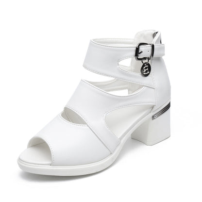 👠【35-41】Nuevas sandalias de verano con tacones gruesos y abertura en la parte superior.