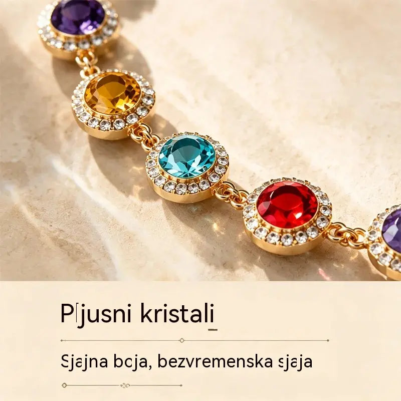 ✨ Višeslojna ogrlica s križem i šarenim kamenjem za žene | Elegantni boemski nakit, modni dodatak sa šarmom i zaštitom ✨
