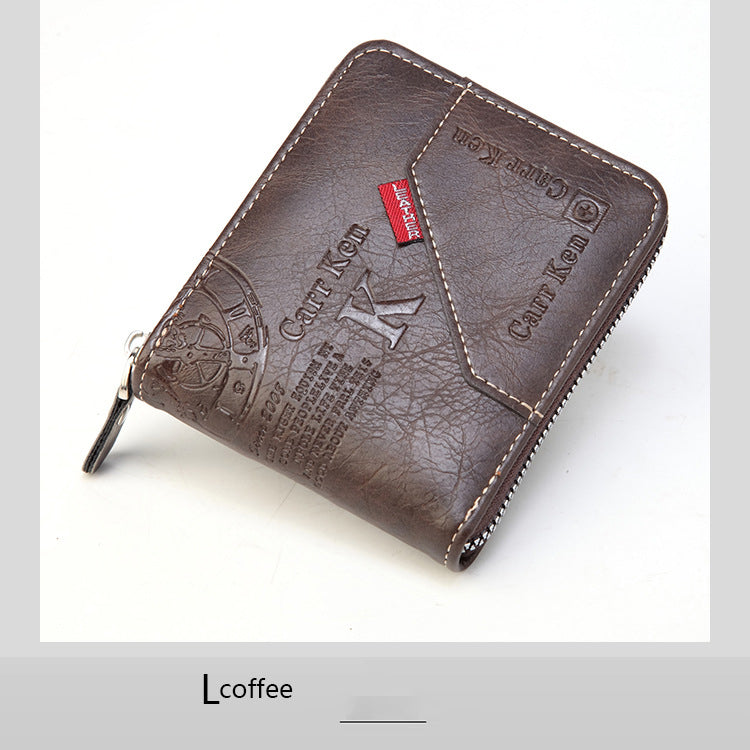 ⏰⏰⏰Oferta por tiempo limitado:😎Billetera con cremallera de estilo retro para hombre, figura pequeña gran capacidad💰