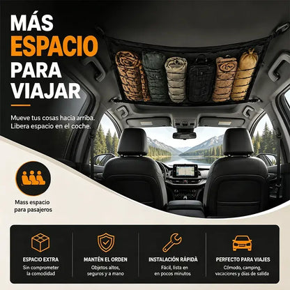 🚗✨ Red de Almacenamiento para Techo del Coche — Organizador Colgante para Aprovechar el Espacio y Mantener el Interior Ordenado