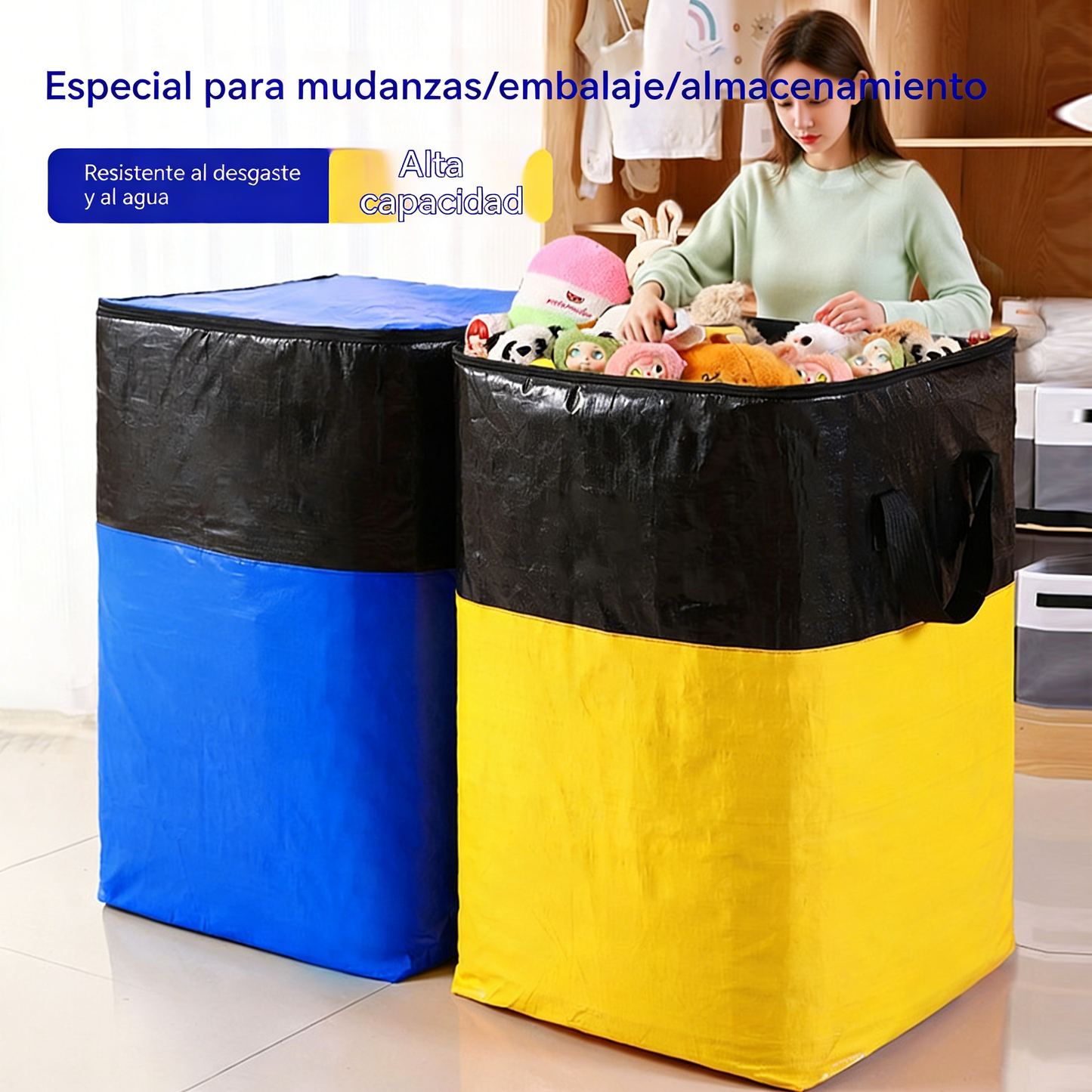 📦 ¡Compra 1 y llévate 1 gratis! 🧳 Bolsa de mudanza plegable: asas resistentes y duraderas y cierre de cremallera.