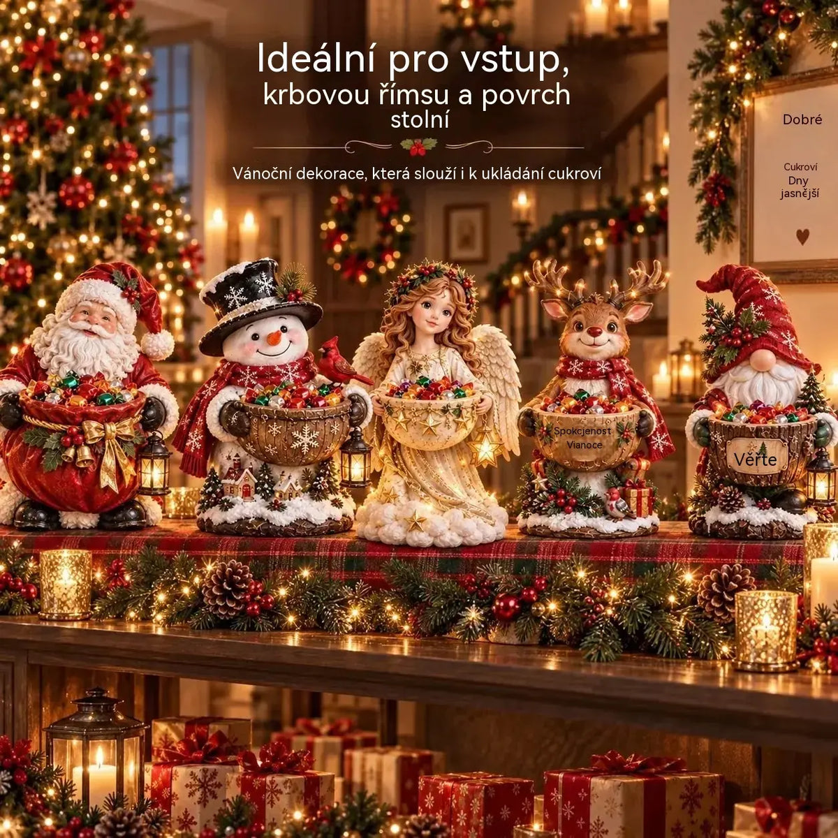 🎄 Vánoční nabídka! ✨ Vánoční světelné řetězy a misky na sladkosti: 5 vánočních motivů.