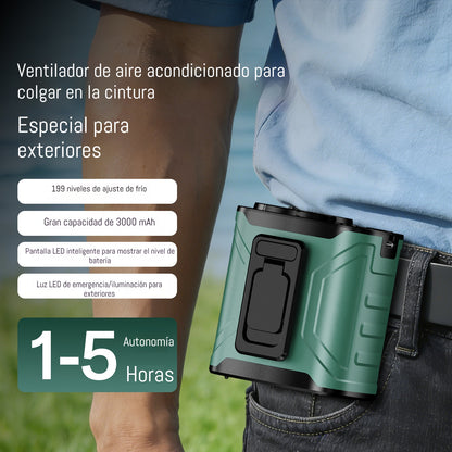 👍【Motor de alta velocidad + iluminación + 199 ajustes de velocidad del viento + pantalla digital inteligente】Ventilador eléctrico montado en la cintura