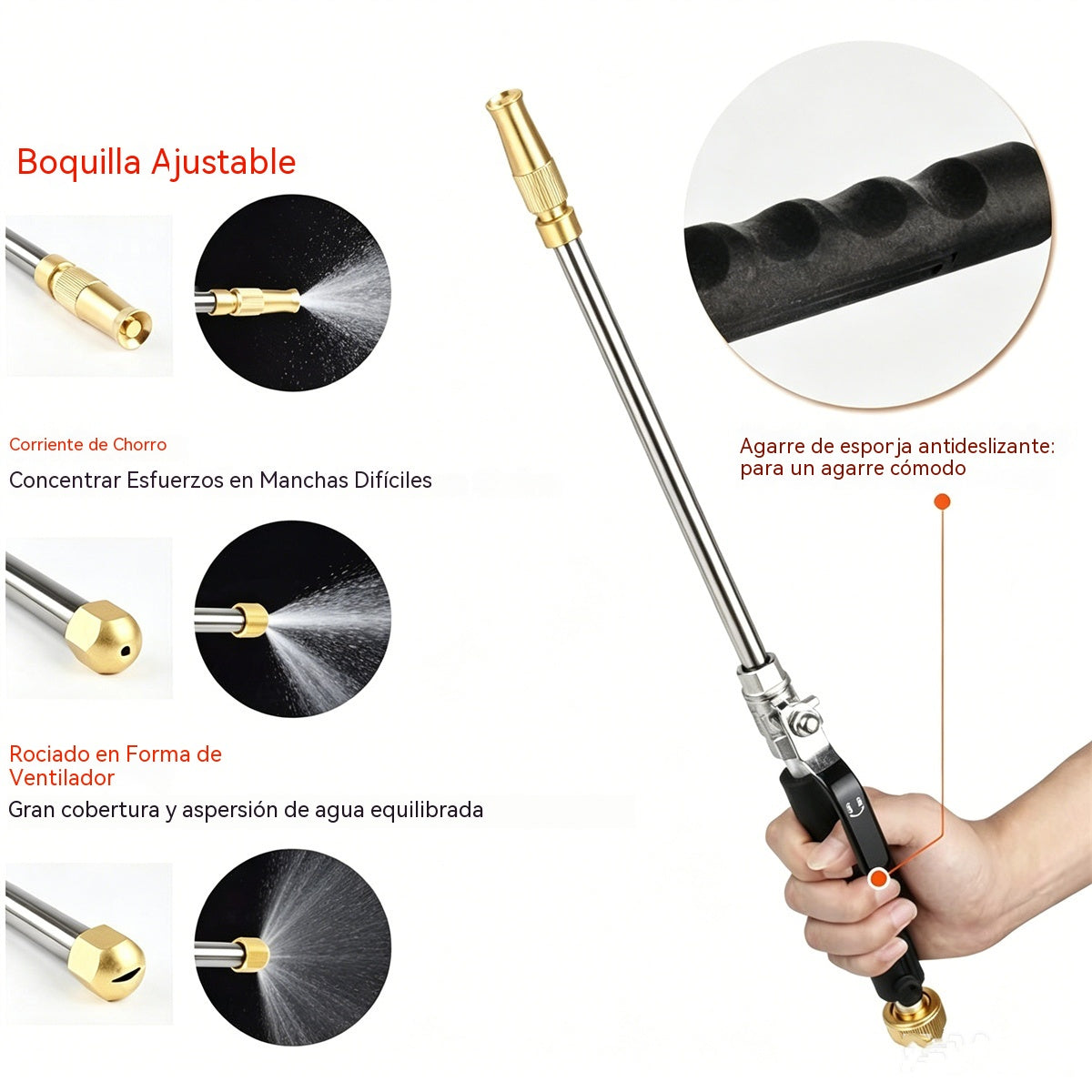 🔥🔥Pistola de Agua Metálica de Alta Presión, Resistente y Duradera, Ideal para Lavado de Vehículos y Riego