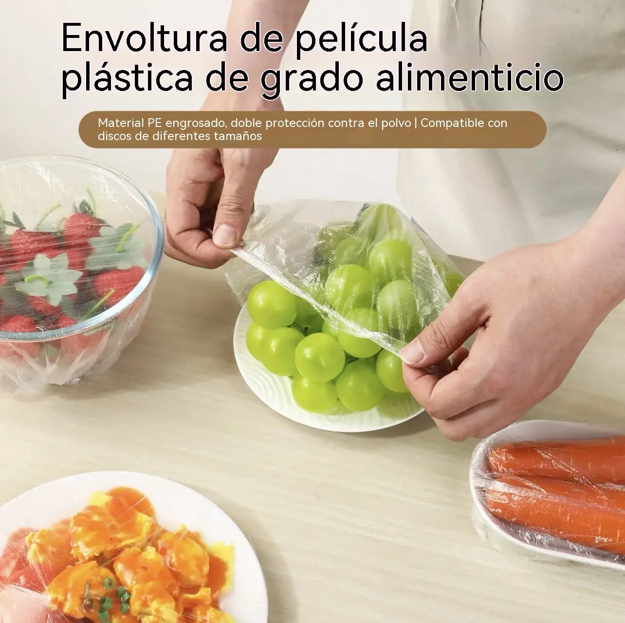 ⏳50% de descuento【2 bolsas [1200 piezas en total] 30 euros】🔥Cuanto más compres, más ahorrarás🎁Tapas elásticas desechables para alimentos, aptas para cuencos y platos