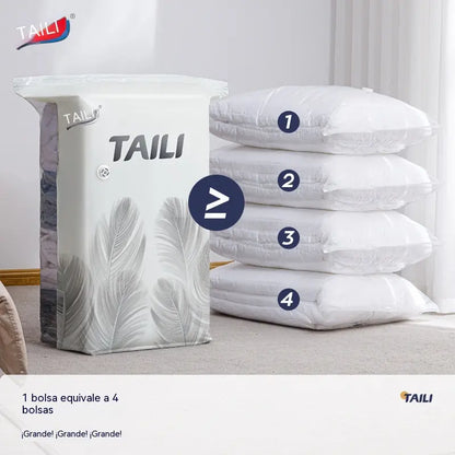 【56*80cm】【Juego de 5 piezas】 Bolsa de almacenamiento al vacío grande y compresible: no requiere bomba, es a prueba de fugas e ideal para ahorrar espacio en maletas y en casa